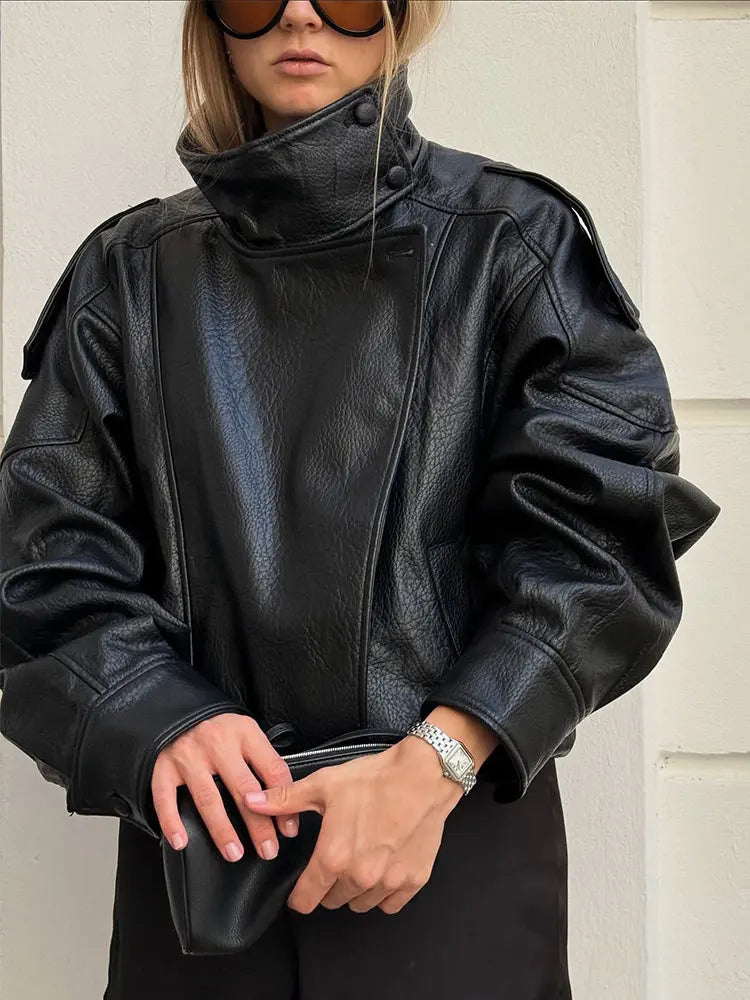 Elara | Women's Faux Leather Jacket – PU Leather Biker Bomber Jacket - Image 1