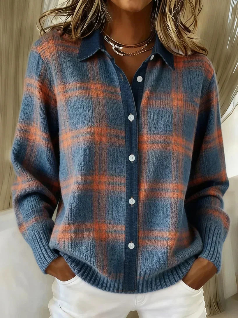 Gisele | Women's Checkered Knit Sweater – Soft Pullover Casual Fit - Image 1